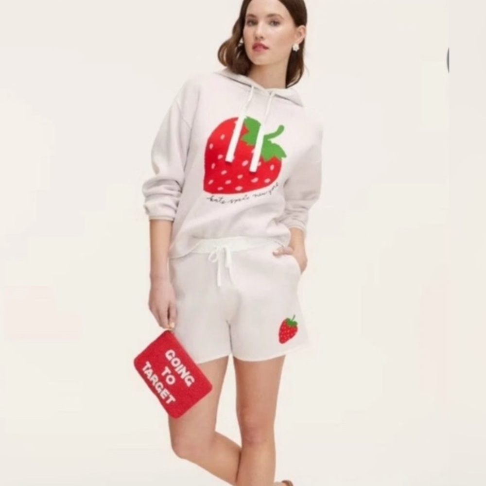 kate spade White Strawberry Hoodie and Shorts Set
